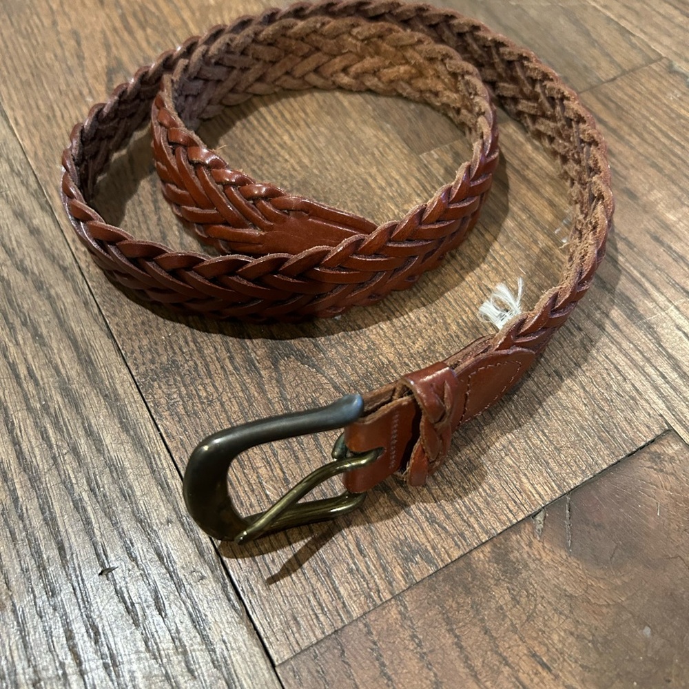 Elegant Braided Leather Belt - Tan